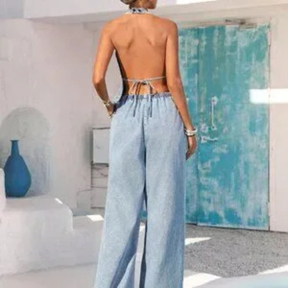 ZARA Light Wash Casual Women's Two-Piece Set